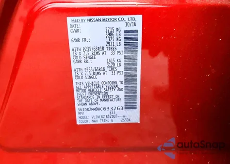 2017 Nissan Pathfinder S z USA, uszkodzony, nr VIN 5N1DR2MM9HC633263